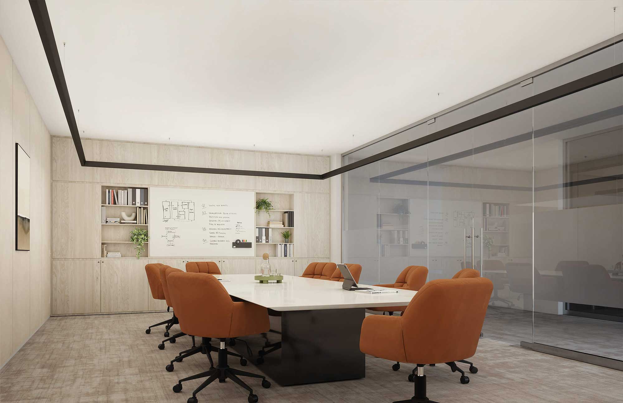 Mira luminaires lighting a conference room