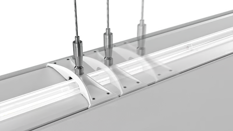 PRIM mounting bridge shown in multiple positions along the fixture