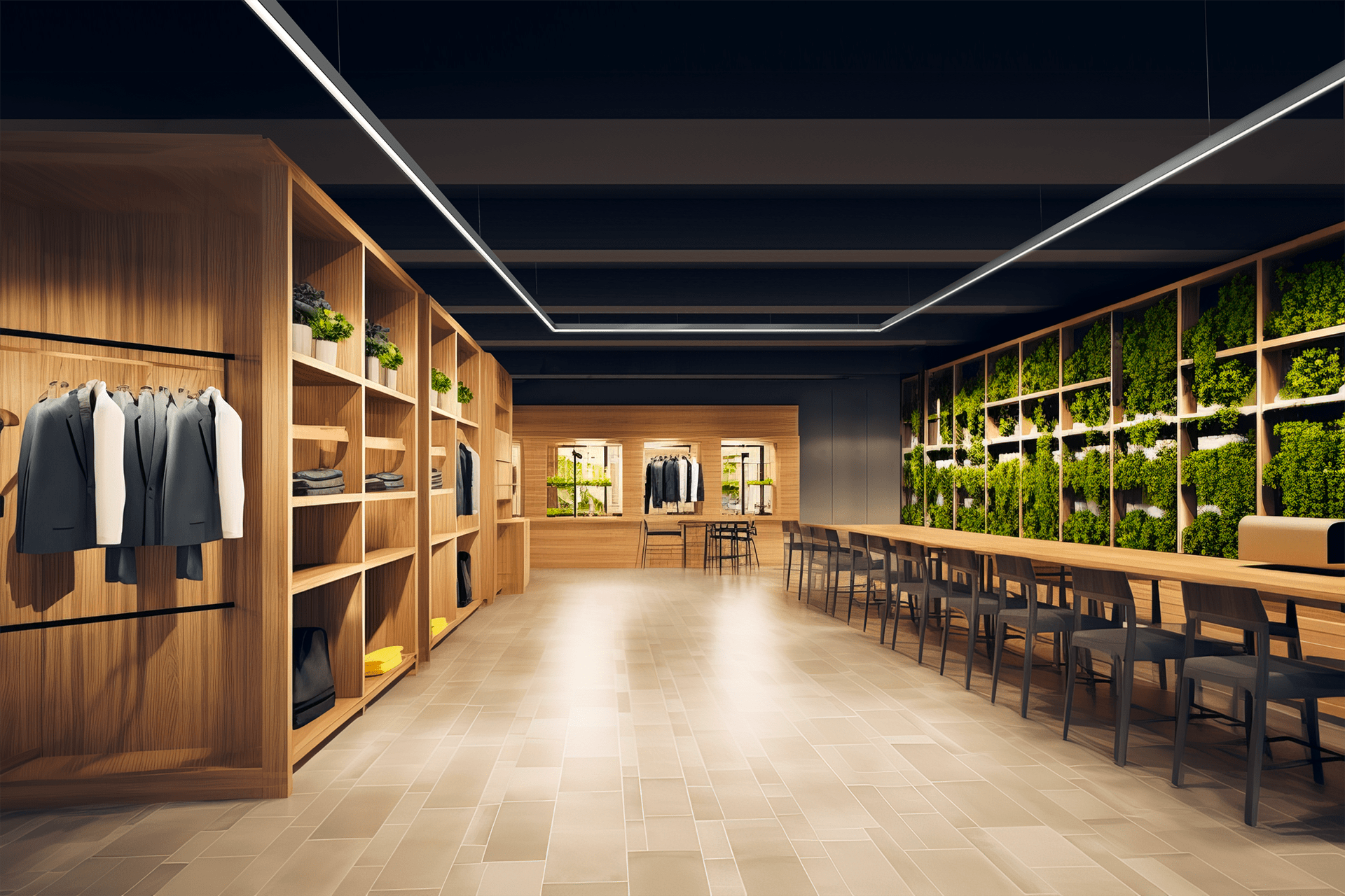 Prim lighting a dark retail interior
