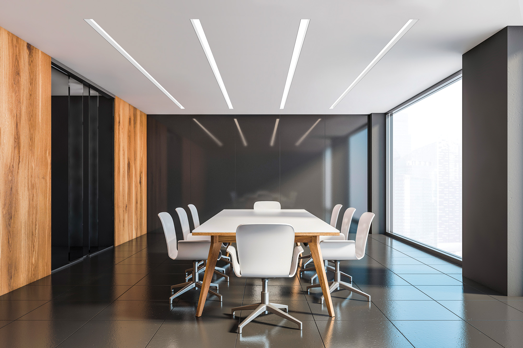 Prim luminaires in a conference room