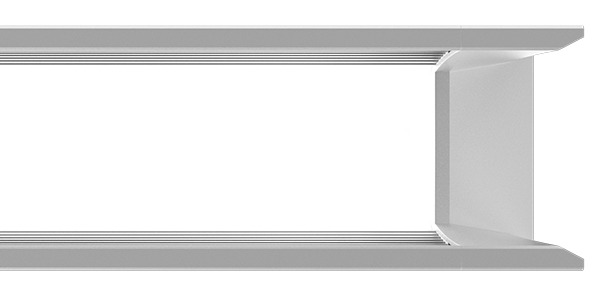 Close-up of a Prim linear aperture looking into the recessed lens from the right