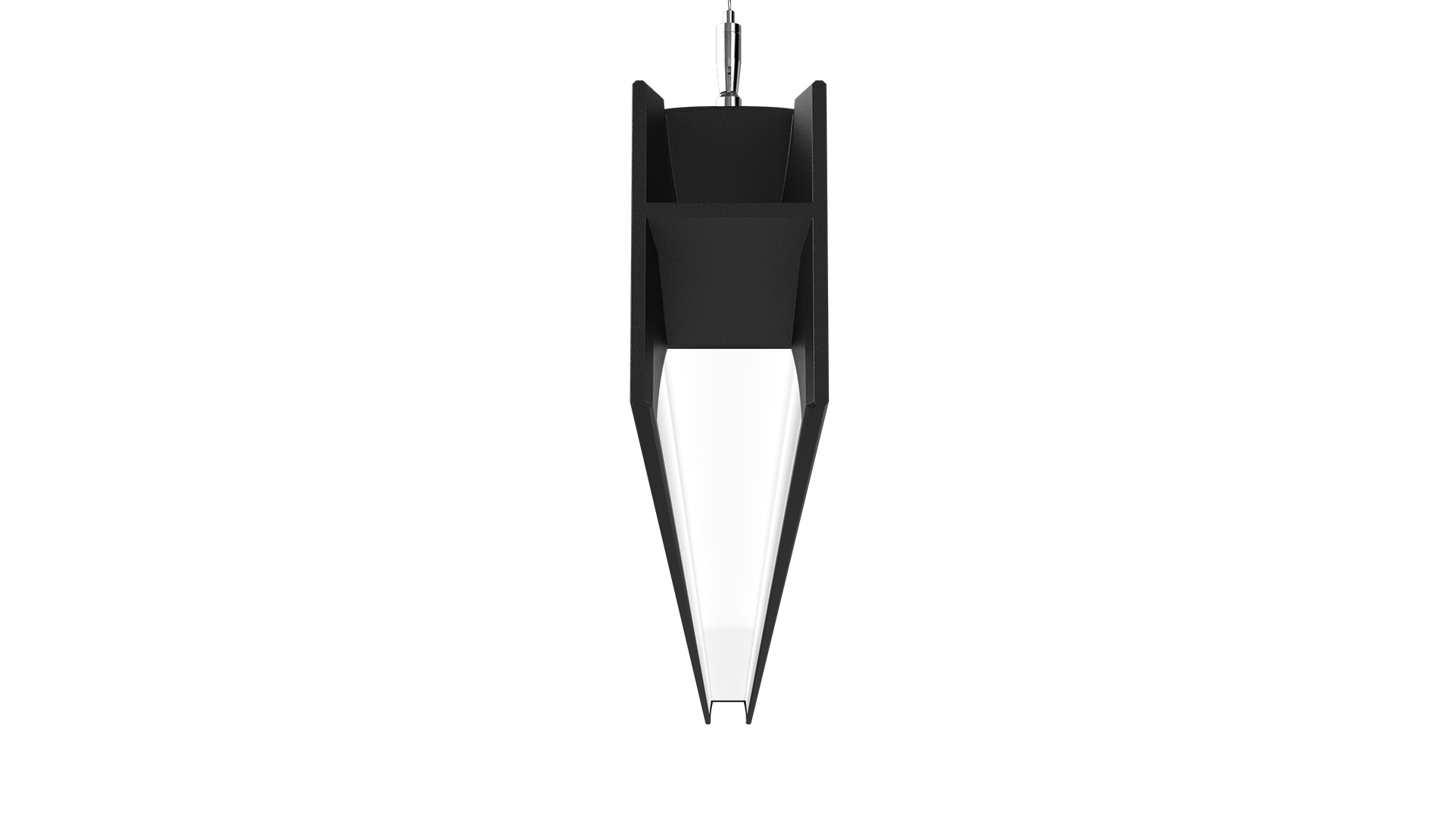Prim black pendant end profile with a smooth aperture
