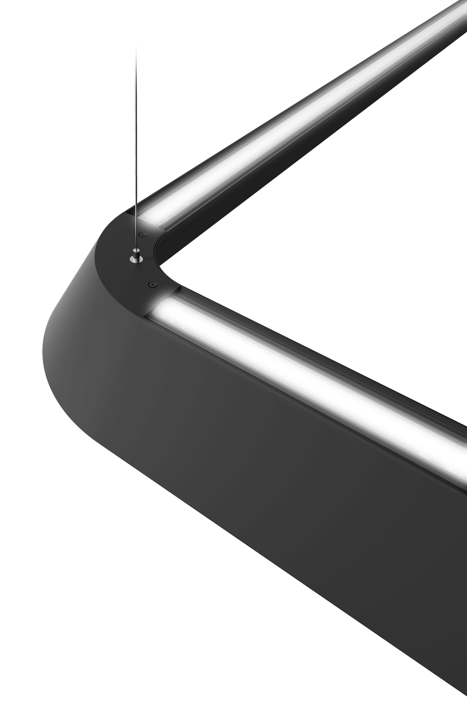 Relay luminaire corner detail delivering indirect uplight